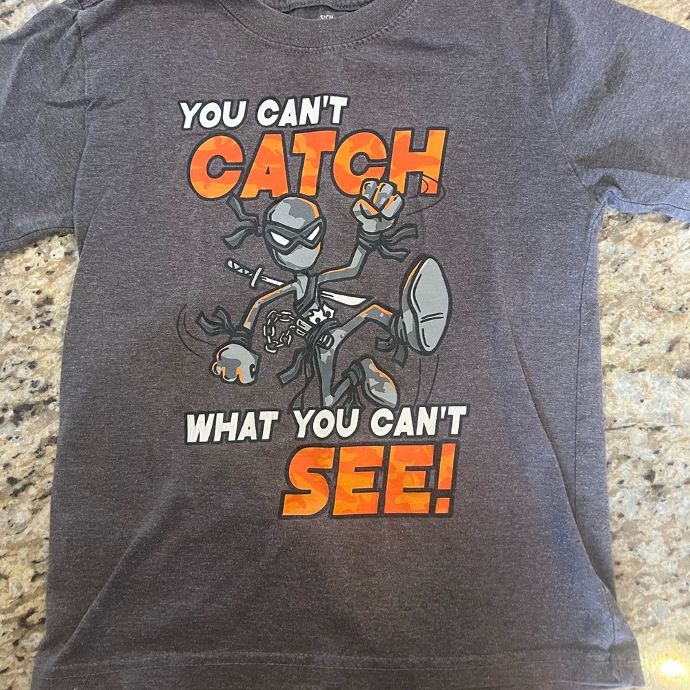 Charcoal Graphic Kids T-Shirt with Orange Accents